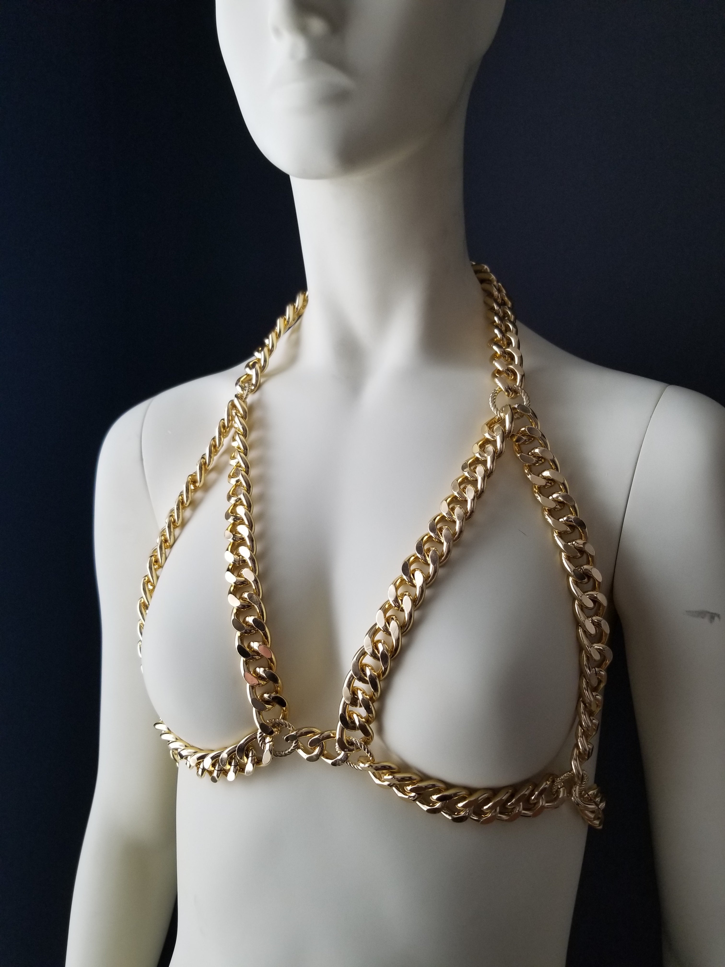 Shop the baddest brand for your bdsm inspired chain accessories, from day collar chain leash for women and men to harness and chain lingerie. We have the designs that will stand out and make a statement. Inspired by fetishwear and bondage gear, we add a high fashion esthetic to that punk rock, dominatrix, kink styles