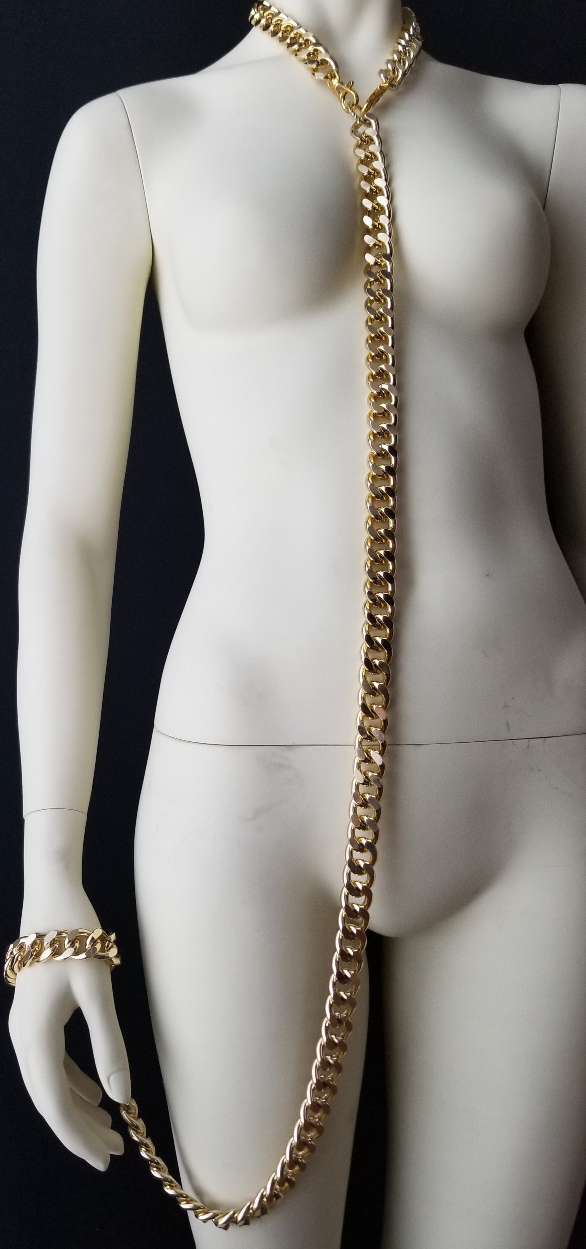 Shop FWHLR bodychains, jewelry and accessories. This BDSM inspired Leash for women or men is designed to make a statement. Fetishwear , bondage, kink culture inspired this high fashion design. 