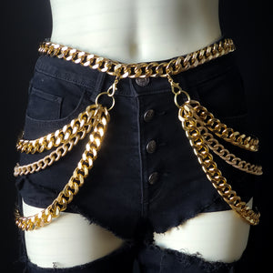 Shop FWHLR bodychains, jewelry and accessories. Our women's statement jewelry is influenced by rap style and hop hop culture.  All bodychain jewelry is made of thick gold chain making it durable, versatile and classic. The perfect chain belt for thick curvy sexy baddies. 