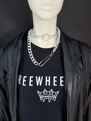 Shop FREEWHEELER. Accessories, Chains, Jewelry.  FWHLR specializes in creating statement pieces influenced by Hip Hop's style and rap  culture. The Safety-Pin chokers is made of thick silver chain and is meant to help men or women stand out. Visit FWHLR.COM and shop for custom designer jewellery.   FOR MY BADDIES!!!